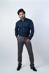 Navy Blue Color Solid Pure Cotton For Men - Punekar Cotton