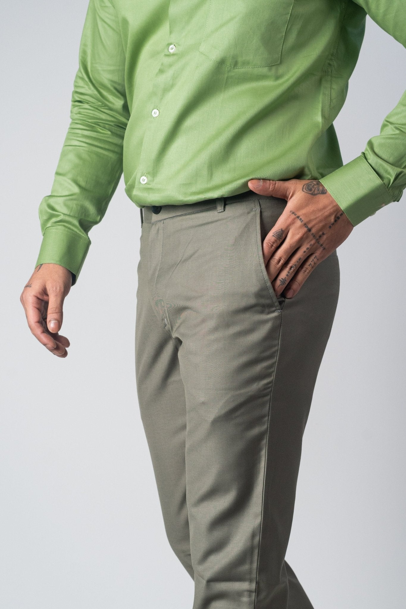 Olive Green Color Blend Cotton Pant For Men - Punekar Cotton