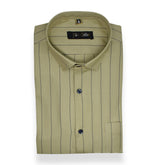Olive Green Color Lining Cotton Shirt For Men - Punekar Cotton