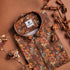 Orange Brown Color Leaf Printed Shirt For Men - Punekar Cotton