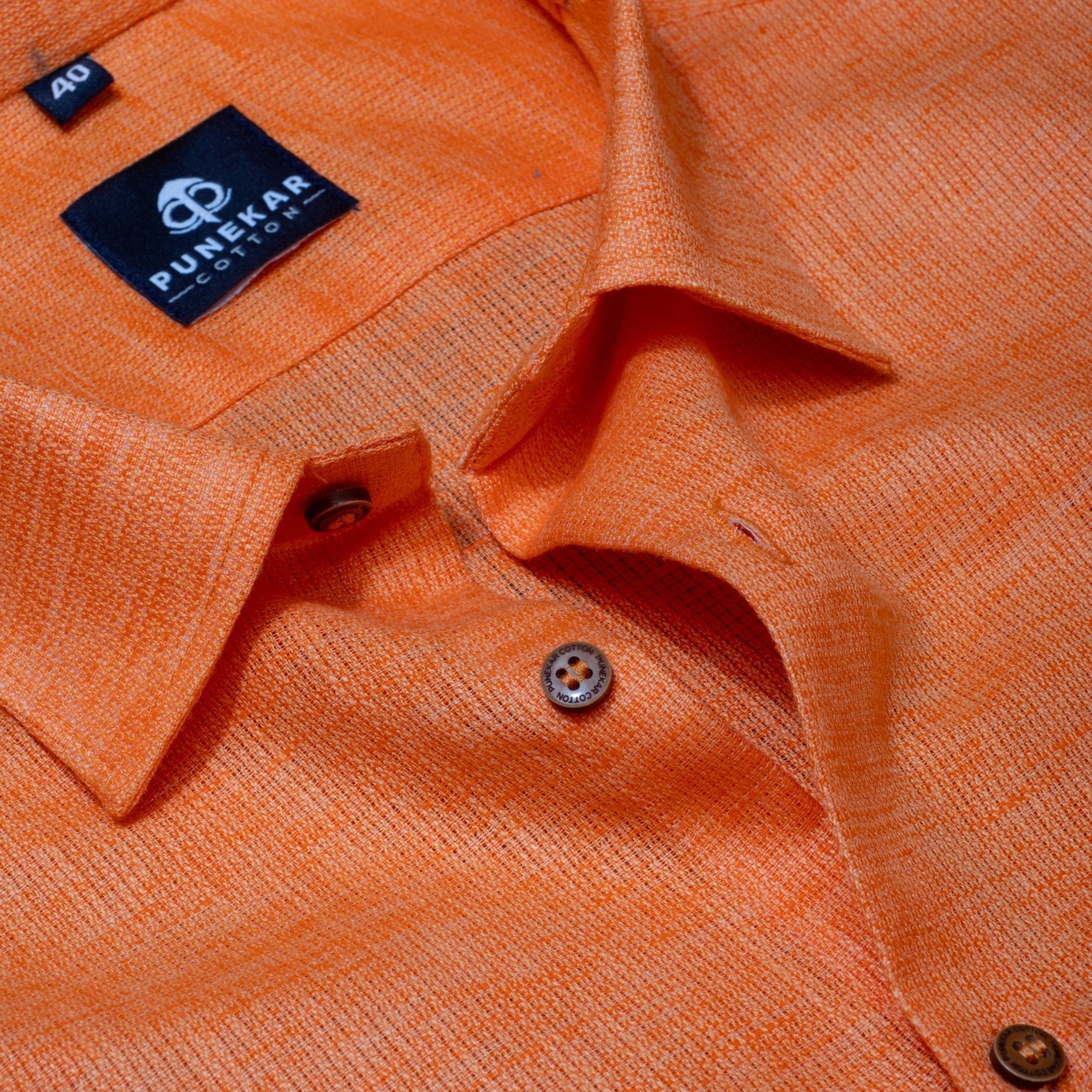 Orange Color Combed Cotton Shirts For Men - Punekar Cotton