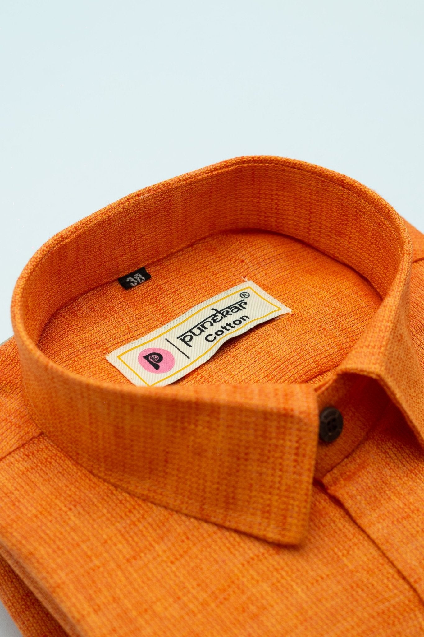 Orange Color Combed Cotton Shirts For Men - Punekar Cotton