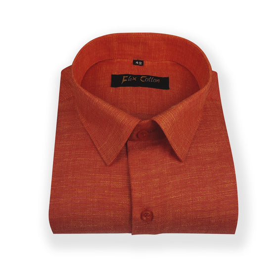 Orange Color Dual Tone Matty Cotton Shirt For Men's - Punekar Cotton