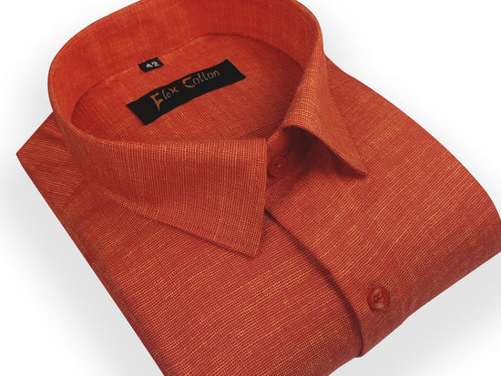 Orange Color Dual Tone Matty Cotton Shirt For Men's - Punekar Cotton
