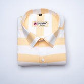 Peach Orange Color Cotton Stripe Shirt For Men - Punekar Cotton