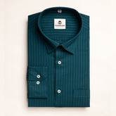 Peacock Color vertical Cotton stripe Shirt For Men - Punekar Cotton
