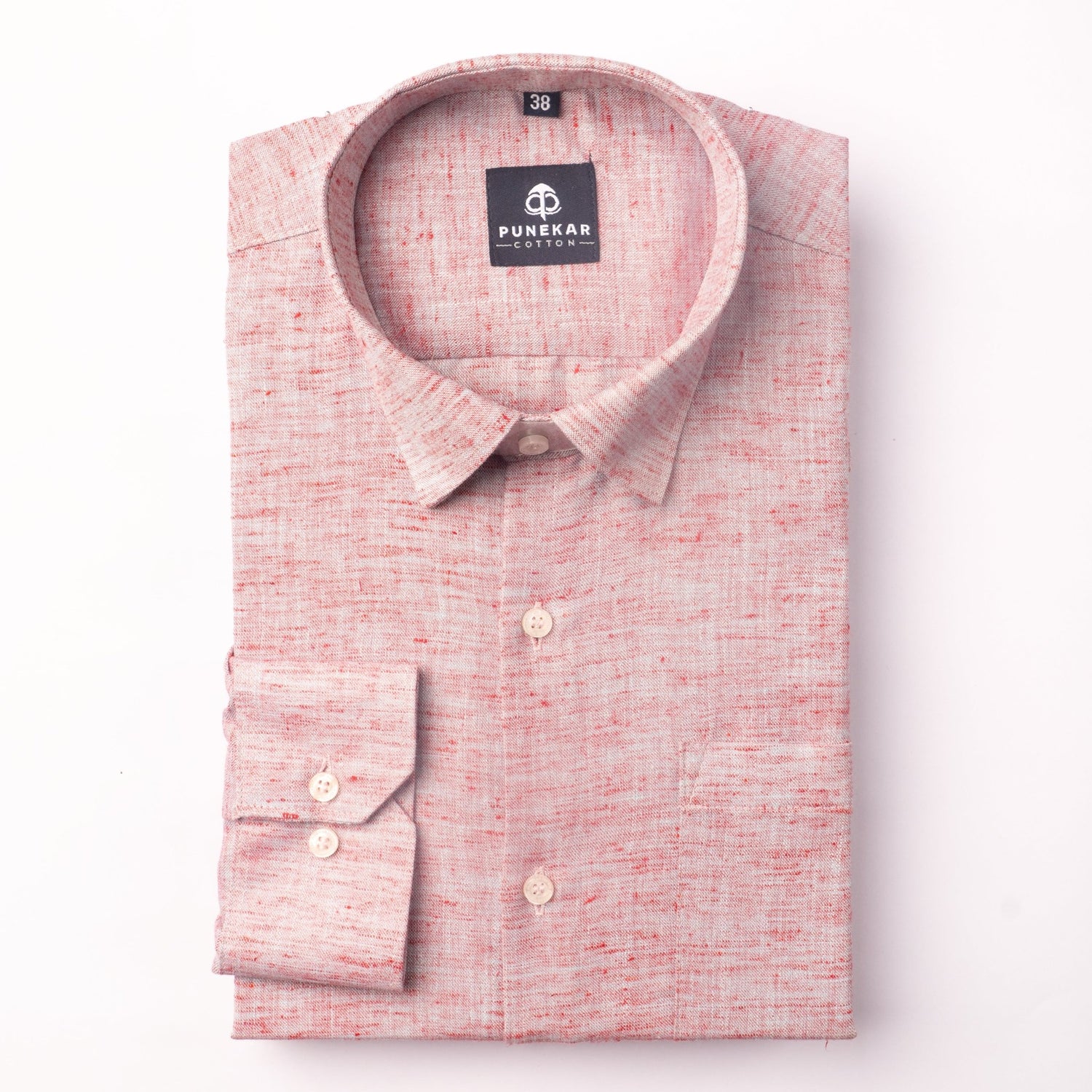 Pink Color Blend Cotton Shirt For Men - Punekar Cotton
