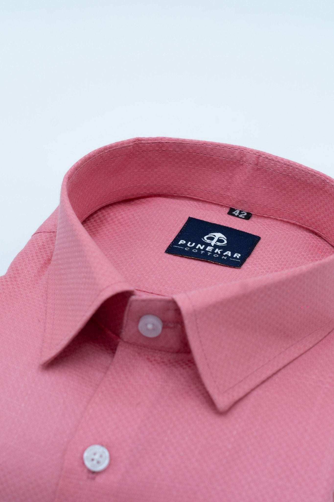 Pink Color Dobby Cotton Shirt For Men - Punekar Cotton