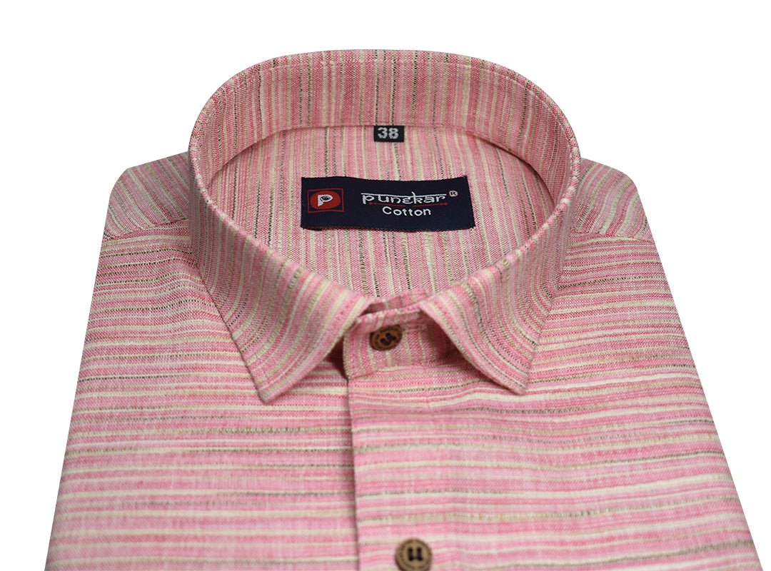 Pink Color Handmade Shirts For Men's - Punekar Cotton