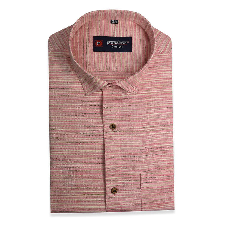 Pink Color Handmade Shirts For Men's - Punekar Cotton