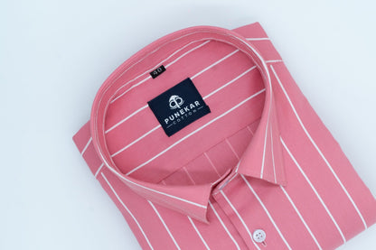 Pink Color Pure Cotton Lining Shirt For Men - Punekar Cotton