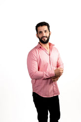 Pink Color Pure Cotton Lining Shirt For Men - Punekar Cotton