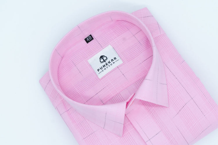 Pink Color Pure Cotton Shirts For Men - Punekar Cotton