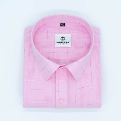 Pink Color Pure Cotton Shirts For Men - Punekar Cotton