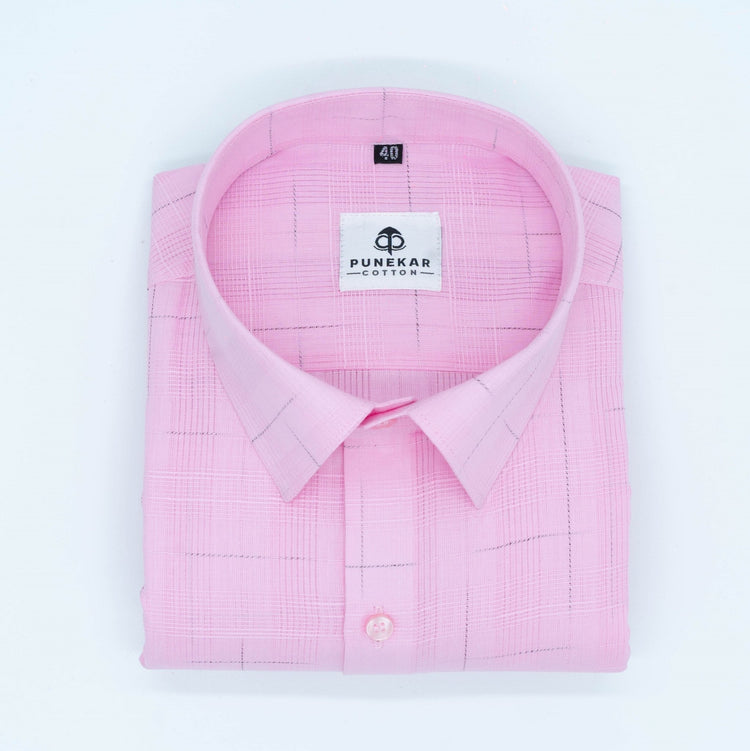 Pink Color Pure Cotton Shirts For Men - Punekar Cotton