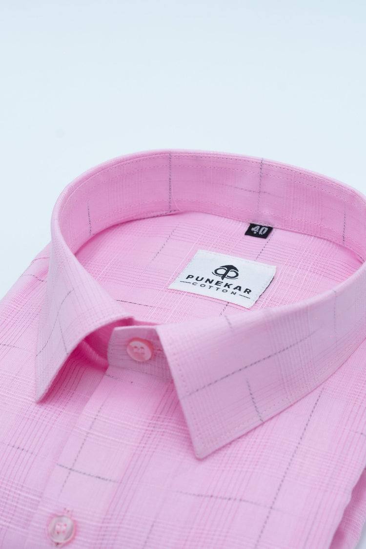 Pink Color Pure Cotton Shirts For Men - Punekar Cotton