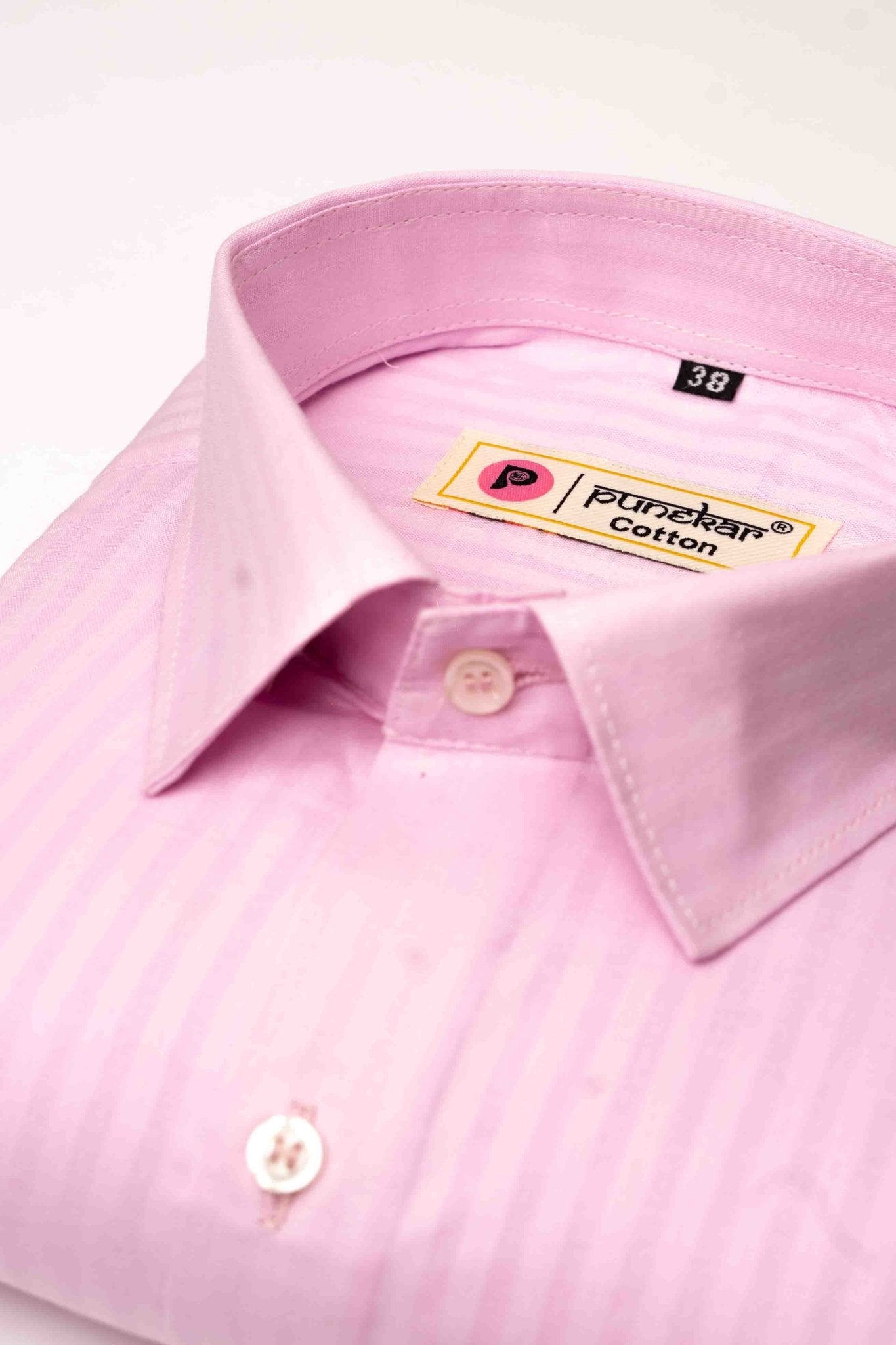 Pink Color vertical Cotton stripe Shirt For Men - Punekar Cotton