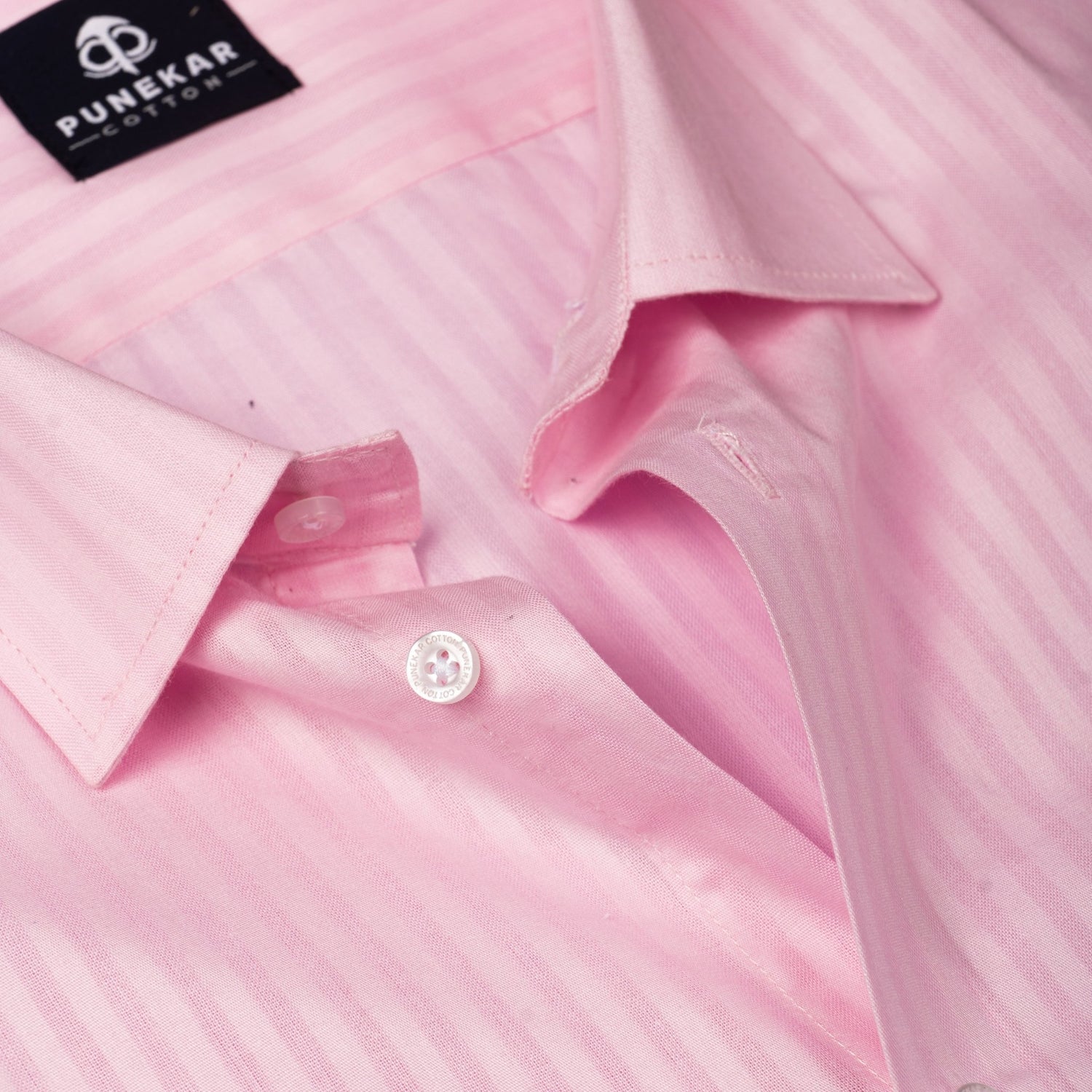 Pink Color vertical Cotton stripe Shirt For Men - Punekar Cotton