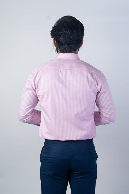 Pink Color vertical Cotton stripe Shirt For Men - Punekar Cotton