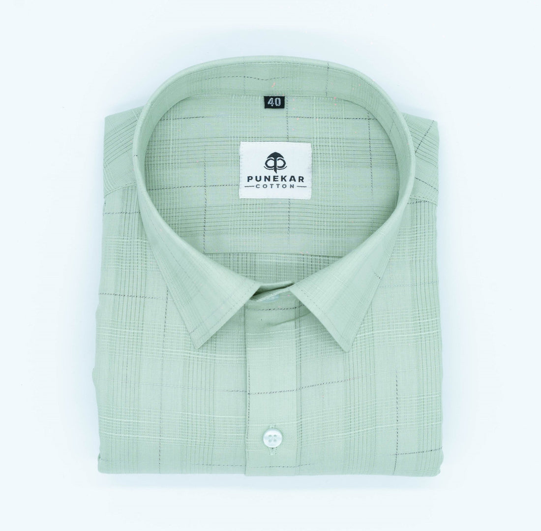 Pista Green Color Pure Cotton Shirts For Men - Punekar Cotton