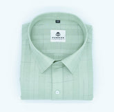 Pista Green Color Pure Cotton Shirts For Men - Punekar Cotton