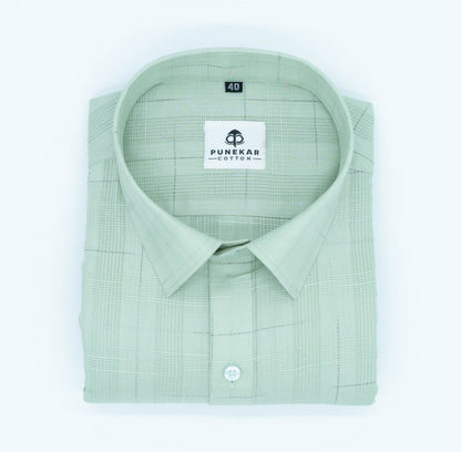 Pista Green Color Pure Cotton Shirts For Men - Punekar Cotton