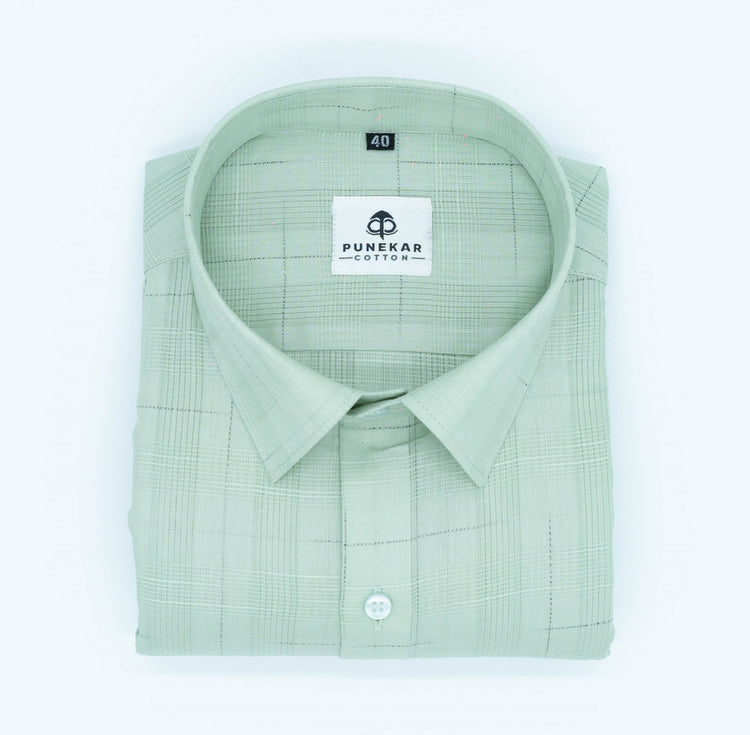 Pista Green Color Pure Cotton Shirts For Men - Punekar Cotton
