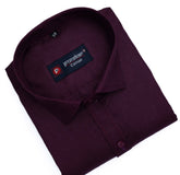 Plum Color Polyester Shirt For Men - Punekar Cotton