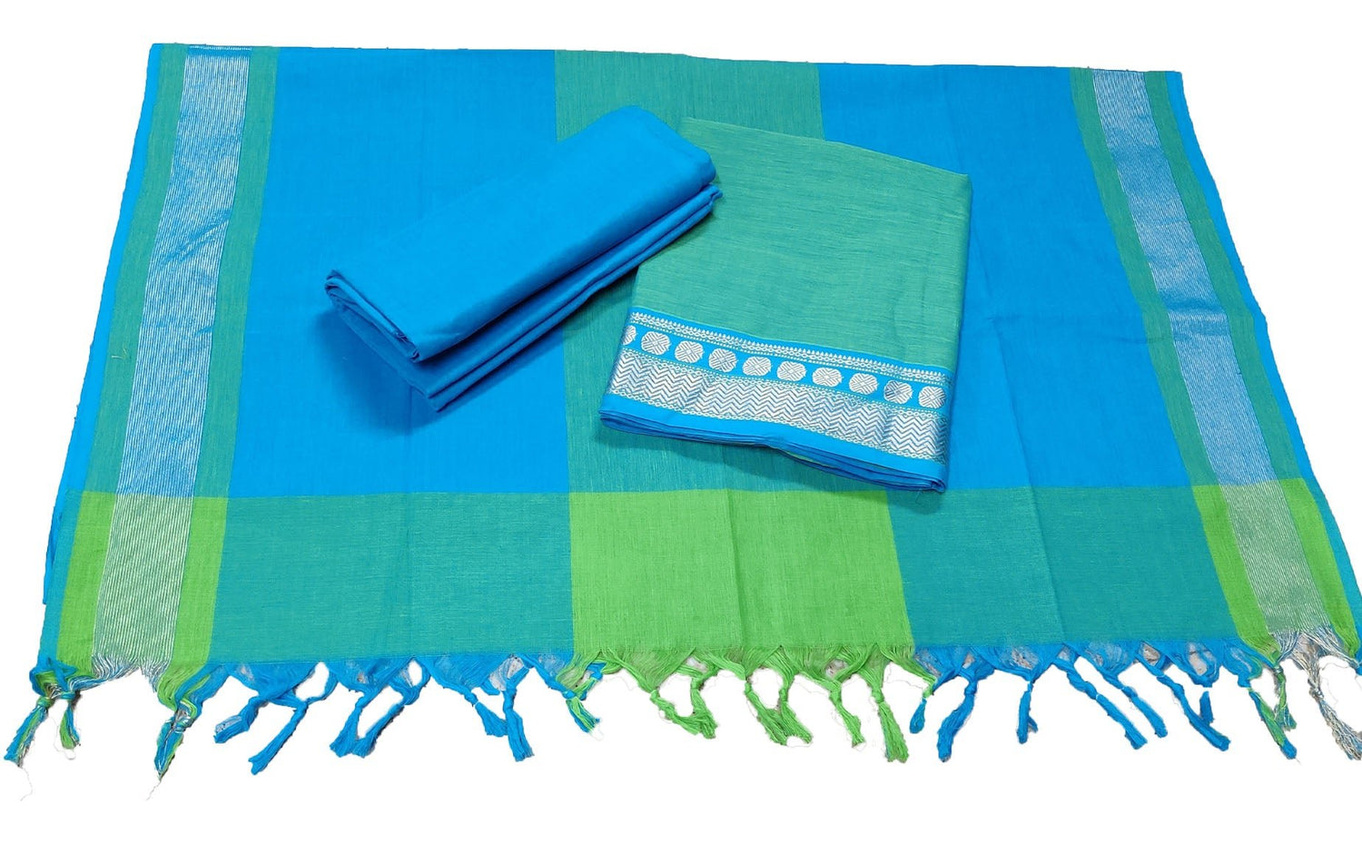 Punekar Cotton 100% Handloom Cotton Sky Blue Color Women Dress Unstitched Fabric - Punekar Cotton