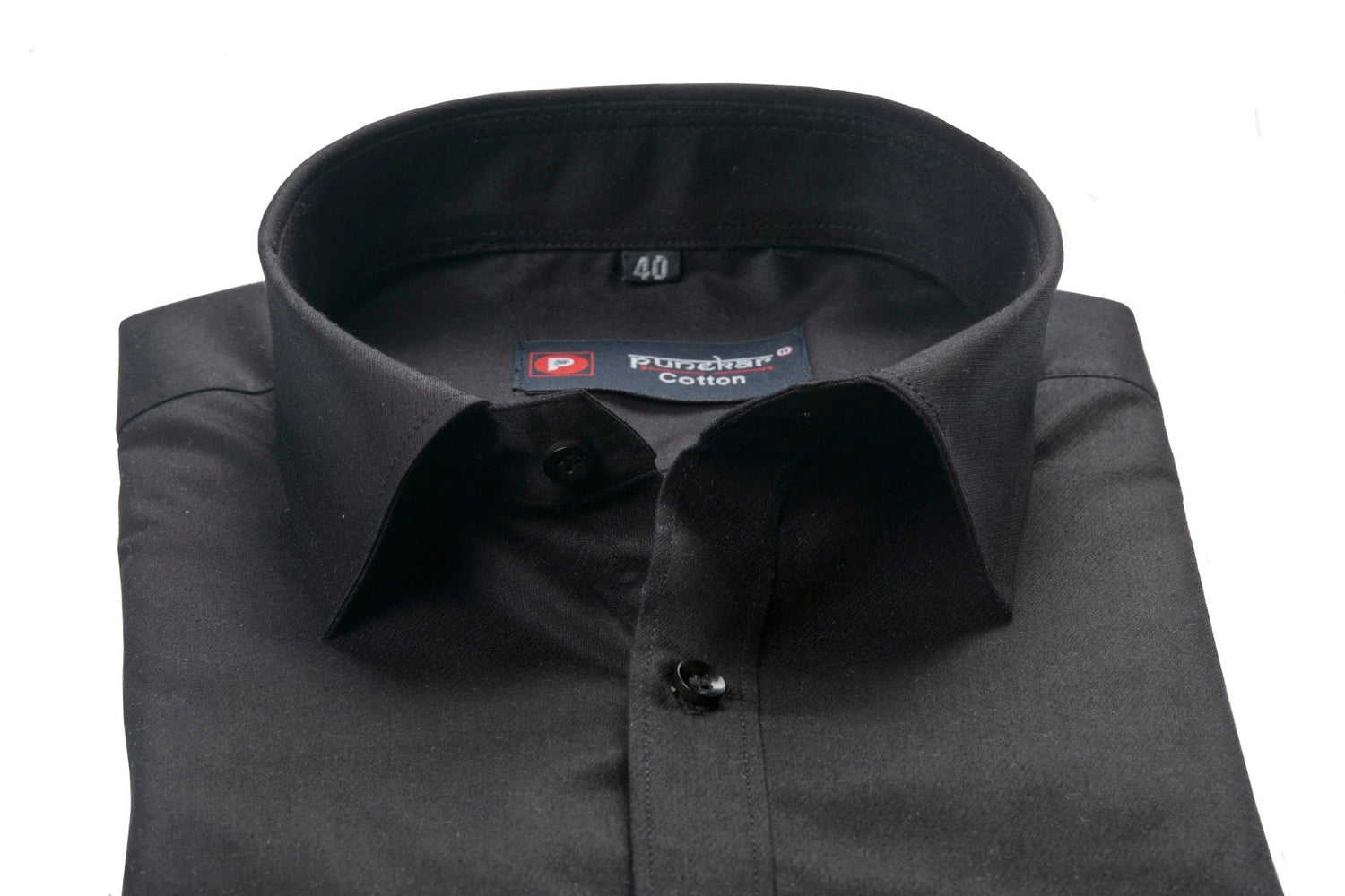 Punekar Cotton Black Color 100% Mercerised Cotton Diagonally Woven Formal Shirt for Men's. - Punekar Cotton