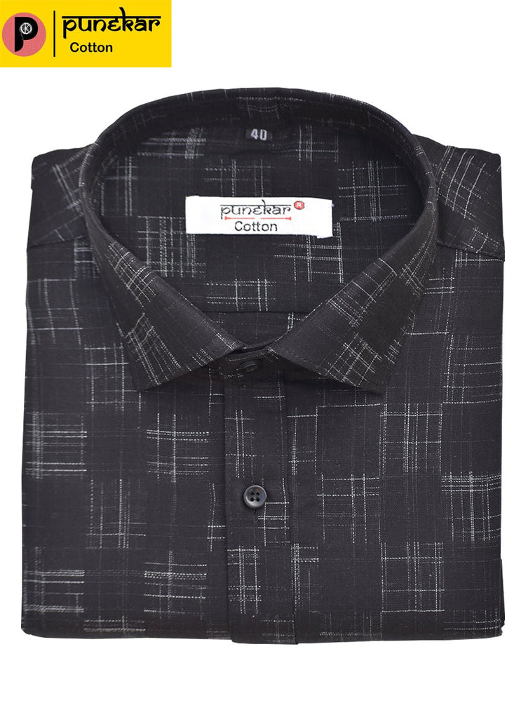 Punekar Cotton Black Color Pure Cotton Handmade Formal Shirt for Men's. - Punekar Cotton