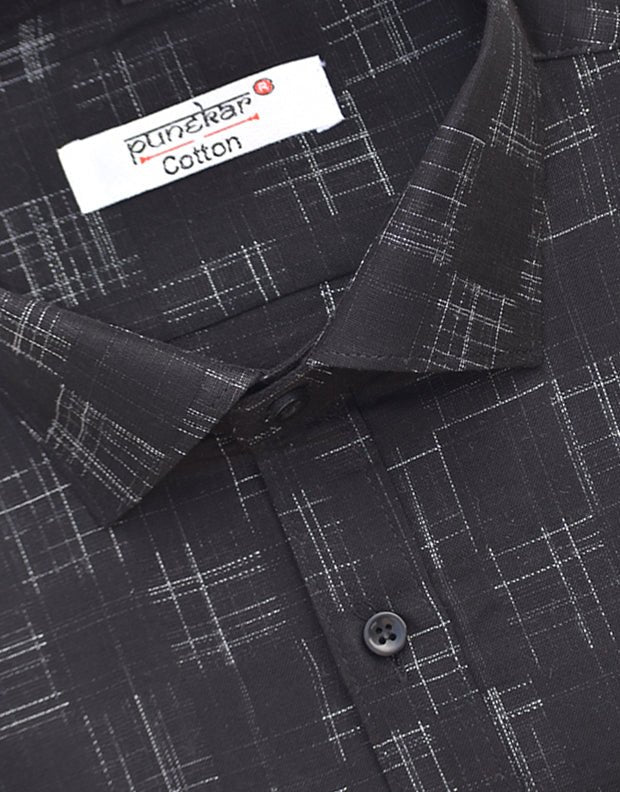 Punekar Cotton Black Color Pure Cotton Handmade Formal Shirt for Men's. - Punekar Cotton