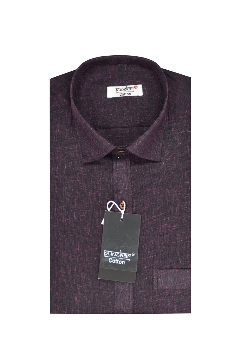 Punekar Cotton Blackish Pink Color Pure Cotton Handmade Formal Shirt for Men's. - Punekar Cotton