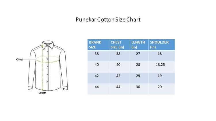 Punekar Cotton Blue Color Pure Cotton Handmade Formal Shirt for Men's. - Punekar Cotton