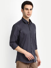 Punekar Cotton Carbon Color 100% Mercerised Cotton Diagonally Woven Formal Shirt for Men's. - Punekar Cotton