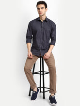 Punekar Cotton Carbon Color 100% Mercerised Cotton Diagonally Woven Formal Shirt for Men's. - Punekar Cotton