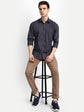 Punekar Cotton Carbon Color 100% Mercerised Cotton Diagonally Woven Formal Shirt for Men's. - Punekar Cotton