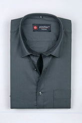 Punekar Cotton Carbon Color 100% Mercerised Cotton Diagonally Woven Formal Shirt for Men's. - Punekar Cotton