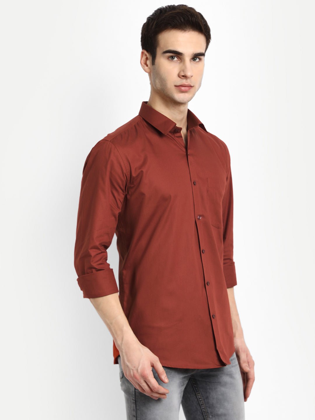 Copper Color Satin Mecerised Cotton Shirt For Men – Punekar Cotton