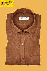 Punekar Cotton Dark Brown Color Formal Linen shirts for Men's - Punekar Cotton
