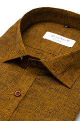 Punekar Cotton Dark Mehndi Color Pure Cotton Handmade Formal Shirt for Men's. - Punekar Cotton