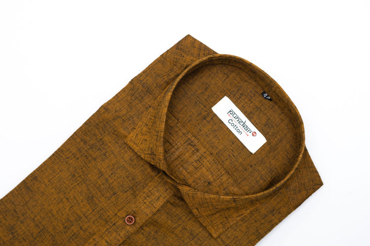 Punekar Cotton Dark Mehndi Color Pure Cotton Handmade Formal Shirt for Men's. - Punekar Cotton