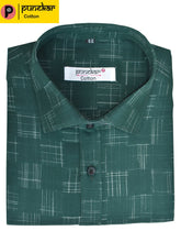 Punekar Cotton Forest Green Color Pure Cotton Handmade Formal Shirt for Men's. - Punekar Cotton