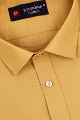 Punekar Cotton Gold Color Rich Cotton Formal Shirt For Men's - Punekar Cotton