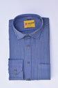 Punekar Cotton Handmade Blue Color Full Sleeves Lining Formal Shirt for Men's. - Punekar Cotton