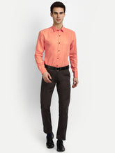 Punekar Cotton Light Orange Color Cotton Linen Formal Shirt for Men's. - Punekar Cotton
