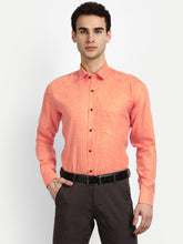 Punekar Cotton Light Orange Color Cotton Linen Formal Shirt for Men's. - Punekar Cotton