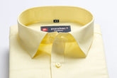 Punekar Cotton Light Yellow Color 100% Mercerised Cotton Diagonally Woven Formal Shirt for Men's. - Punekar Cotton
