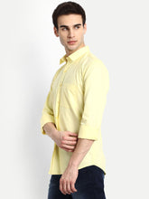 Punekar Cotton Light Yellow Color 100% Mercerised Cotton Diagonally Woven Formal Shirt for Men's. - Punekar Cotton