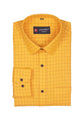 Punekar Cotton Maize Color Check Criss Cross Woven Cotton Shirt for Men's. - Punekar Cotton